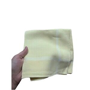 3 Yellow Vtg Linen Cotton Blend Large Cloth Dinner Napkins Hemstitched 16x16 in
